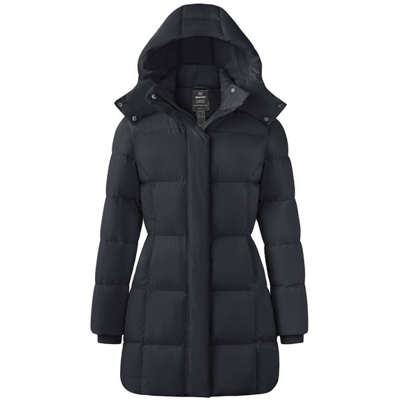 Wantdo Women's Recycled Winter Coat Quilted Winter Puffer Jacket Waterproof Snow Coat Dark Grey L