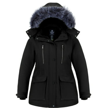 Wantdo Women's Recycled Plus Size Winter Coat Quilted Waterproof Winter Jacket Hooded Puffer Parka Jacket Black 4XL