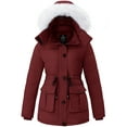 thumbnail image 1 of Wantdo Women's Recycled Puffer Jacket Thickened Waterproof Parka Coat Warm Hooded Outdoor Jacket Wine Red M, 1 of 13
