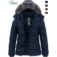 thumbnail image 1 of Wantdo Women's Recycled Recycled Winter Coat Recycled Short Warm Cotton Puffer Jacket Waterproof Winter Jacket Navy M, 1 of 12