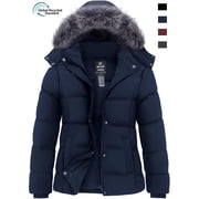 Women's Recycled Recycled Winter Coat Recycled Short Warm Cotton Puffer Jacket Waterproof Winter Jacket Navy M