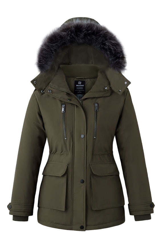 Women's Recycled Recycled Winter Jacket Quilted Puffy Jacket Stylish Winter Coat Outerwear Coat for Travel Army Green S