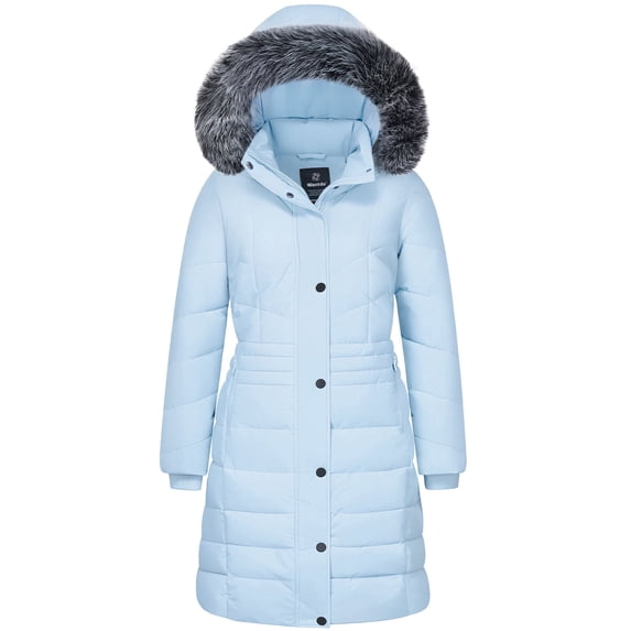 Wantdo Women's Recycled Jacket Mid-Length Winter Coat Quilted Winter Outerwear Jacket Light Blue M