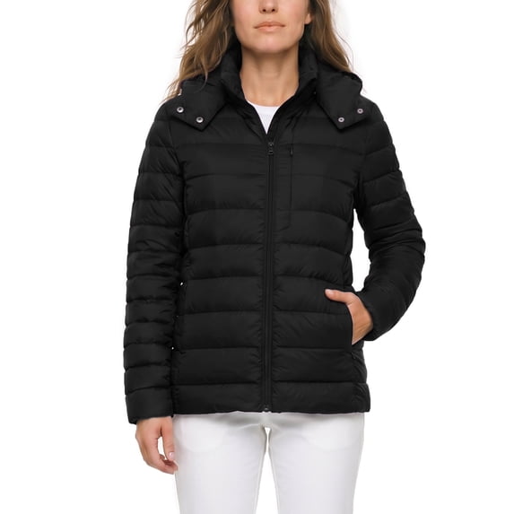 Wantdo Women's Recycled Warm Winter Jacket Quilted Puffer Coat Winter Coat with Hood Black XL
