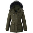 thumbnail image 1 of Wantdo Women's Recycled Winter Coat Hip-Length Thickened Parka Coat with Faux Fur Lined Hood Army Green M, 1 of 12