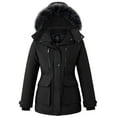 thumbnail image 1 of Wantdo Women's Recycled Winter Coat Long Quilted Winter Jacket Thickened Puffer Parka with Removable Hood Black L, 1 of 13