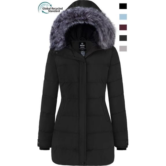 Wantdo Women's Recycled Winter Coat Winter Jacket Warm Puffer Coat Black M