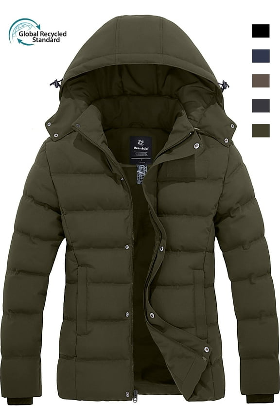 Women's Recycled Winter Jacket Waterproof Winter Coat Fleece Parka Jacket Army Green S
