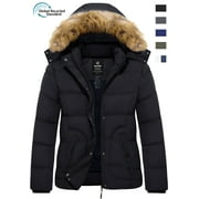 WANTDO Women's Recycled Winter Jacket Windproof Winter Coat Insulated Puffy Jacket Black L