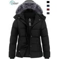 thumbnail image 1 of Wantdo Women's Recycled Winter Thicken Puffer Coats Windproof Winter Jacket with Removable Hood Black L, 1 of 11