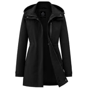 Wantdo Women's Detachable Hood Short Rain Jacket Waterproof Lightweight Jacket for Outdoor Activities Black L