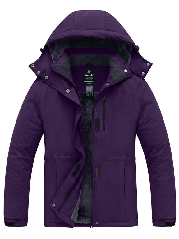 Women's Windproof Waterproof Snow Jacket Hooded Mountain Coat for Outerwear Dark Purple S