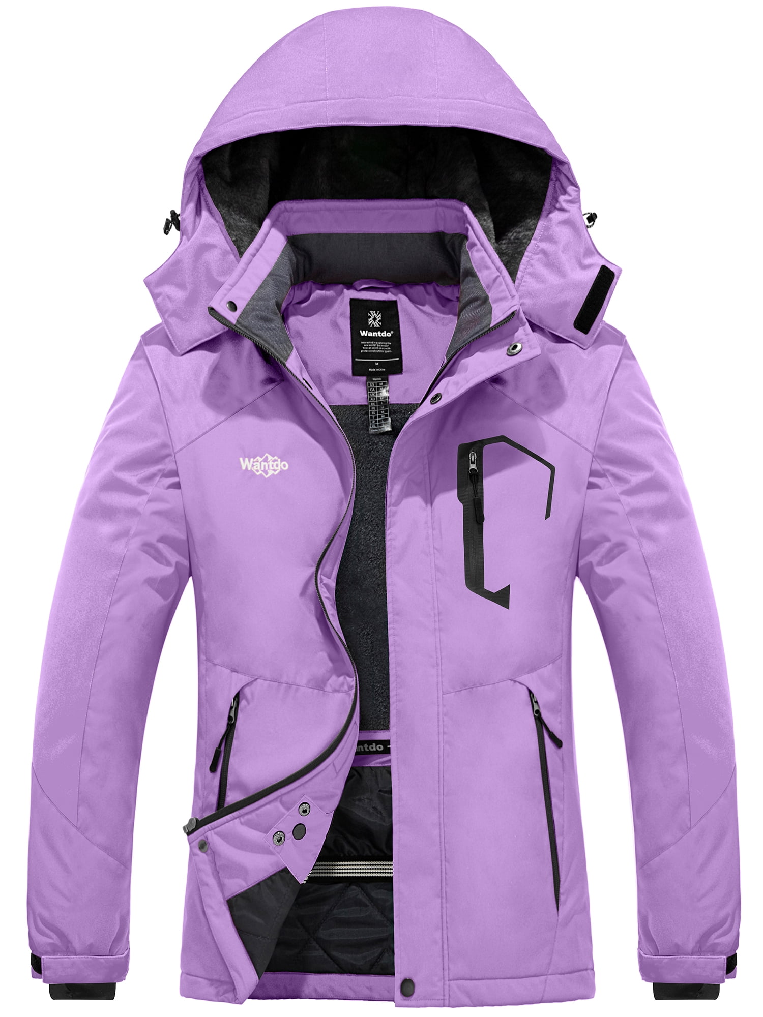 Wantdo Womens Snowboard Jacket Waterproof Ski Jacket Windproof Winter Coat Light Purple S