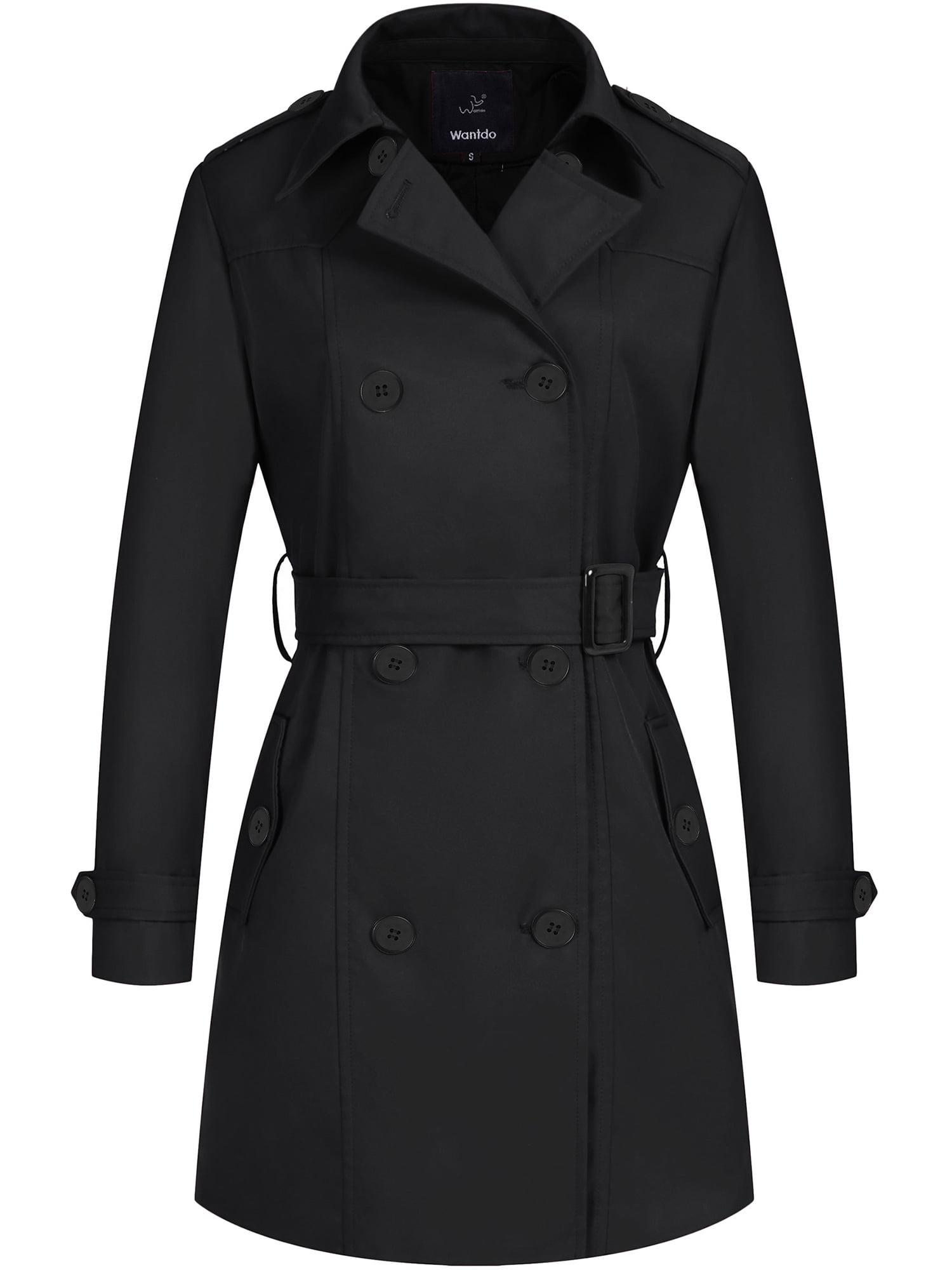 Wantdo Women's Trench Coat Double Breasted Peacoat Windproof Outerwear