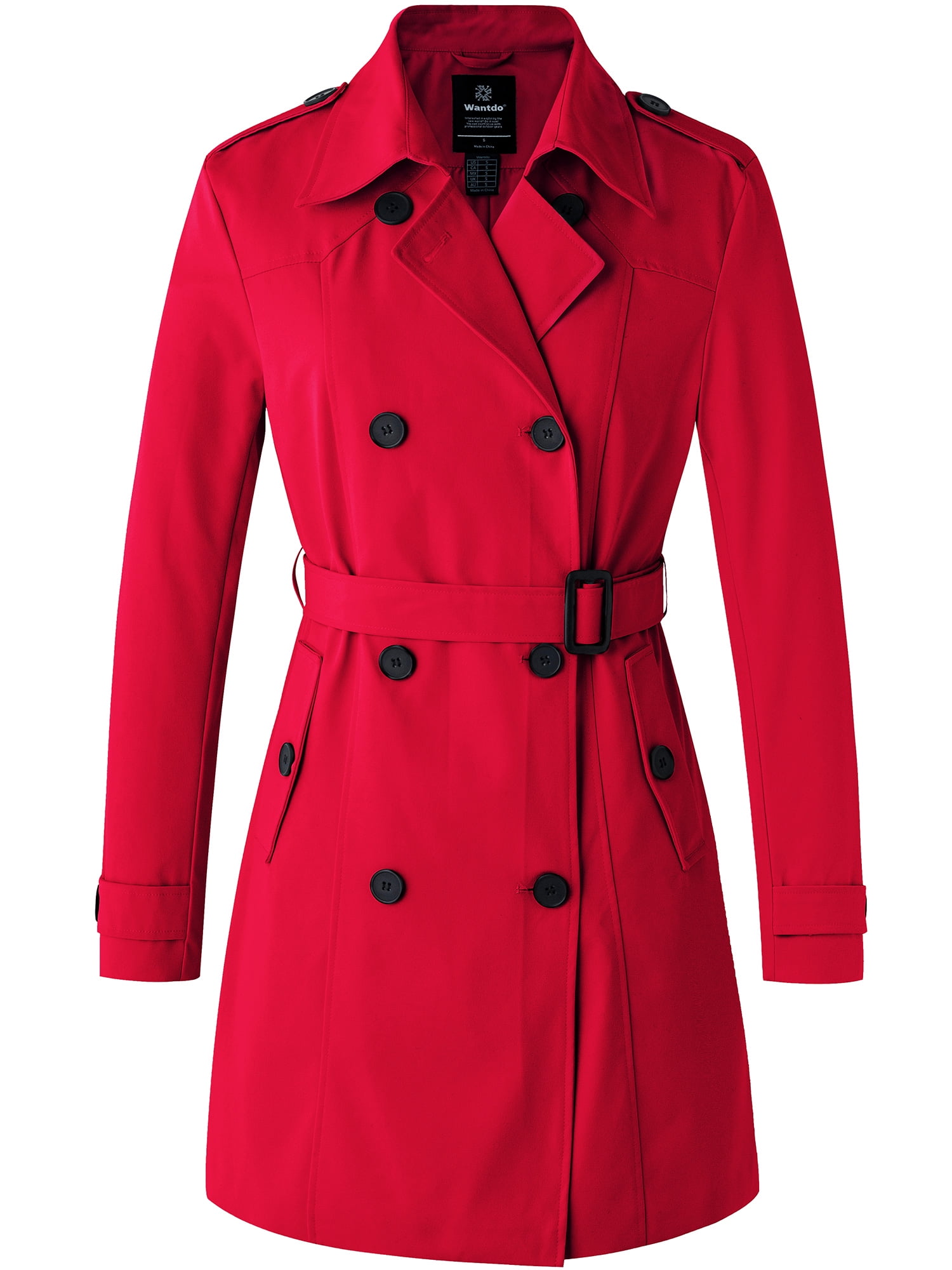 Wantdo Women s Winter Long Peacoat Carmen Sandiego Costume Trench Coat Red Size S Walmart