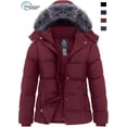 thumbnail image 1 of Wantdo Women's Windproof Jackets Waterproof Winter Coat Warm Windbreaker with Hood Wine Red L, 1 of 9
