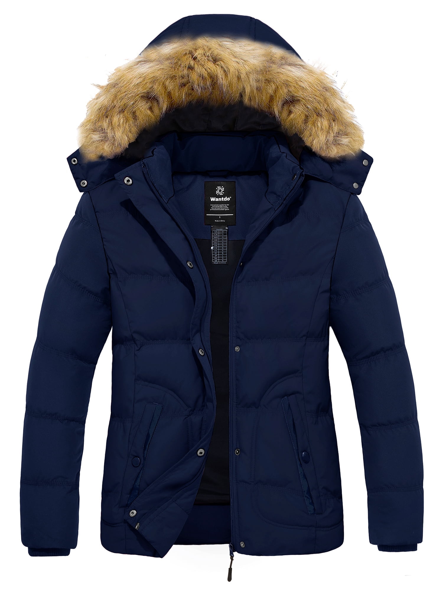Women's Navy Puffer Jacket with Hood Warm Winter Jamaica Ubuy