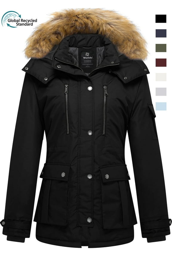 Women's Winter Coat Quilted Winter Jacket Waterproof Winter Parka Coat Black XL