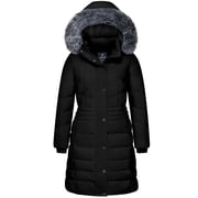 Women's Recycled Winter Jacket Insulated Winter Puffer Coat Waterproof Thicken Parka Black L