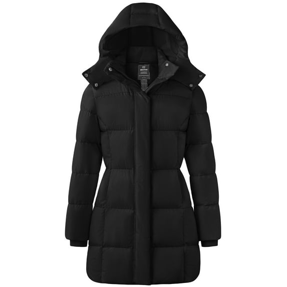 Wantdo Women's Recycled Winter Jacket Insulated Winter Puffer Coat Waterproof Thicken Parka Black L