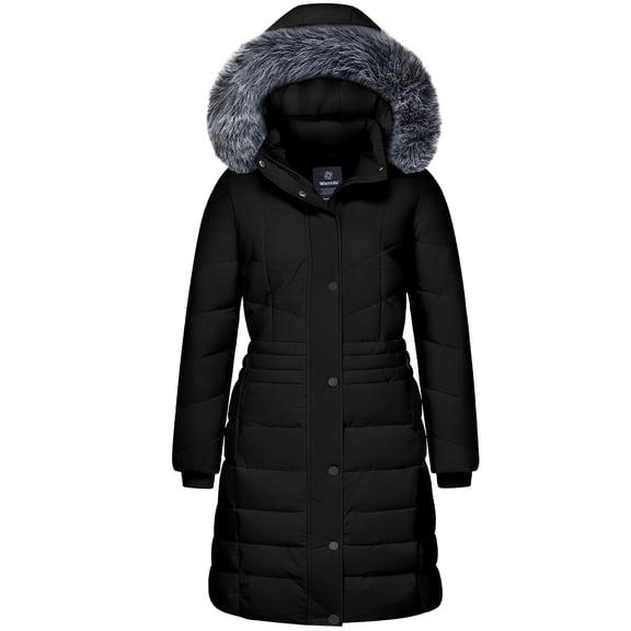 Wantdo Women's Recycled Winter Jacket Insulated Winter Puffer Coat Waterproof Thicken Parka Black L