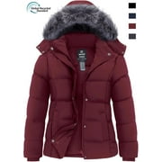 WANTDO Women's Recycled Winter Coats Warm Winter Jacket Insulated Winter Puffer Coat Black M