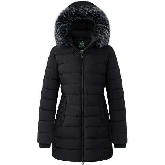 Wantdo Women's Winter Coat Recycled Waterproof Insulated Winter Jacket Windproof Outerwear Coat Black XL