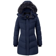 Women's Winter Coat Recycled Winter Jacket Waterproof Jacket Windproof Puffer Coat Navy L