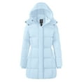 thumbnail image 1 of Wantdo Women's Winter Coat Warm Puffer Jacket Recycled Winter Bubble Jacket with Detachable Hood Light Blue L, 1 of 10