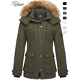thumbnail image 1 of Wantdo Women's Winter Coat Warm Winter Jacket Hooded Winter Parka with Detachable Hood Army Green L, 1 of 11