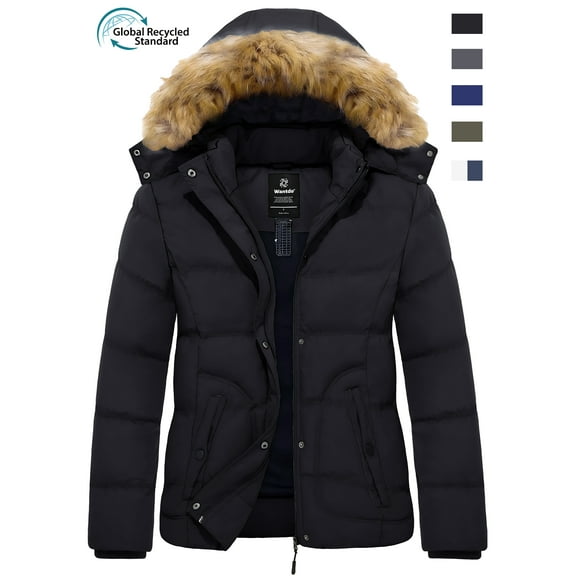 Wantdo Women's Winter Coat Water Resistant Puffer Coat Warm Outerwear Jacket Black XL