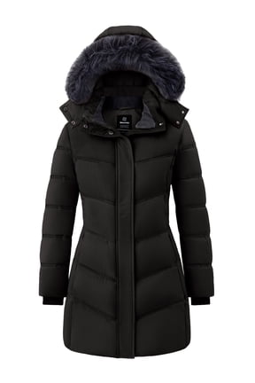 Women's Winter Coat Waterproof Winter Jacket Waterproof Jacket Quilted Parka Jacket Black L