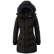 Women's Winter Coat Waterproof Winter Jacket Waterproof Jacket Quilted Parka Jacket Black L