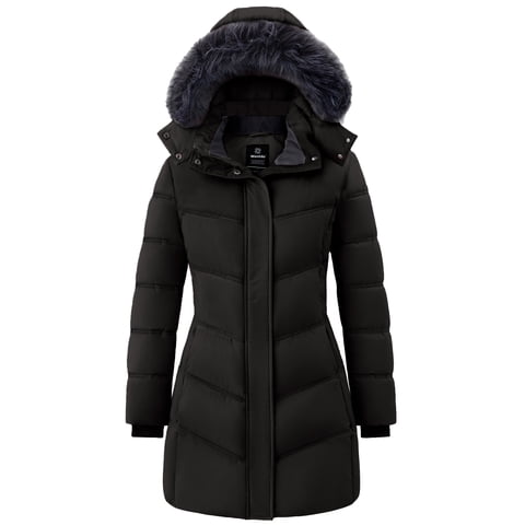Women's Winter Coat Waterproof Winter Jacket Waterproof Jacket Quilted Parka Jacket Black L