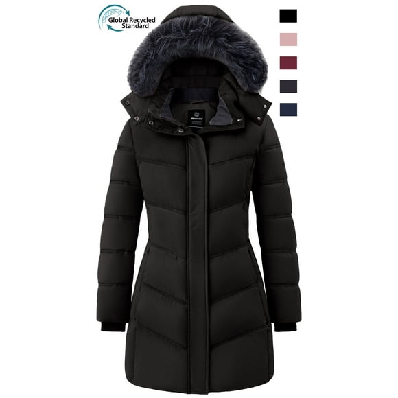 Women's Winter Coat Waterproof Winter Jacket Waterproof Jacket Quilted Parka Jacket Black L
