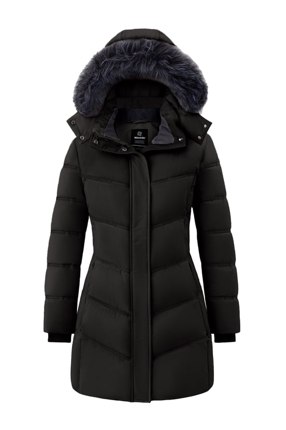 Women's Winter Coat Waterproof Winter Jacket Waterproof Jacket Quilted Parka Jacket Black L