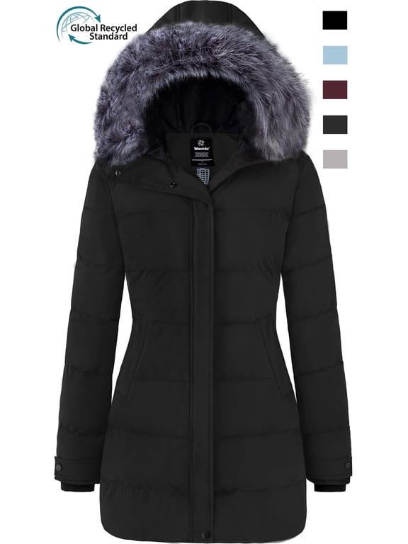 Women's Winter Jacket Insulated Puffy Coat Warm Long Parka Jacket Black XL