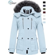 Women's Winter Jacket Insulated Winter Coat Hooded Winter Parka Coat Ice Blue L