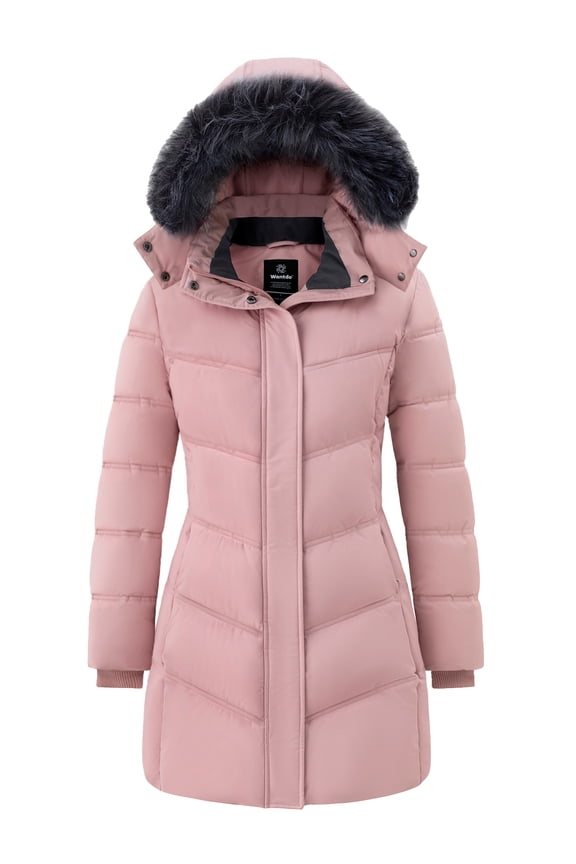 Women's Winter Jacket Padded Winter Coat Insulated Puffer Jacket Waterproof Jacket Pink XL