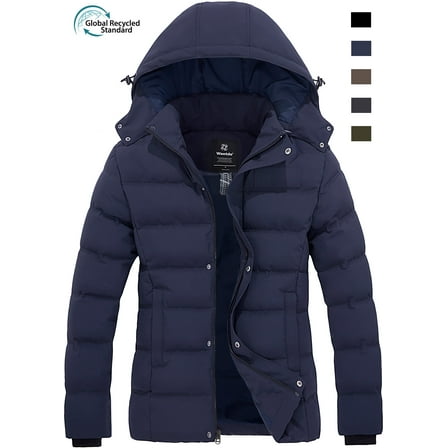 Wantdo Women's Winter Jacket Padded Winter Coat Thick Warm Puffer Jacket Navy M