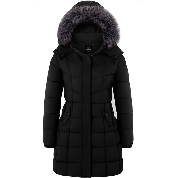Wantdo Women's Puffer Jacket Windproof Winter Coat Stylish Winter Parka Jacket Black L