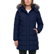 Women's Jacket Warm Winter Coat Quilted Winter Jacket Long Puffer Parka Jacket Navy L