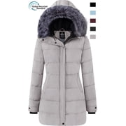 Women's Winter Jacket Quilted Puffer Coat Thicken Outerwear Jacket Gray M