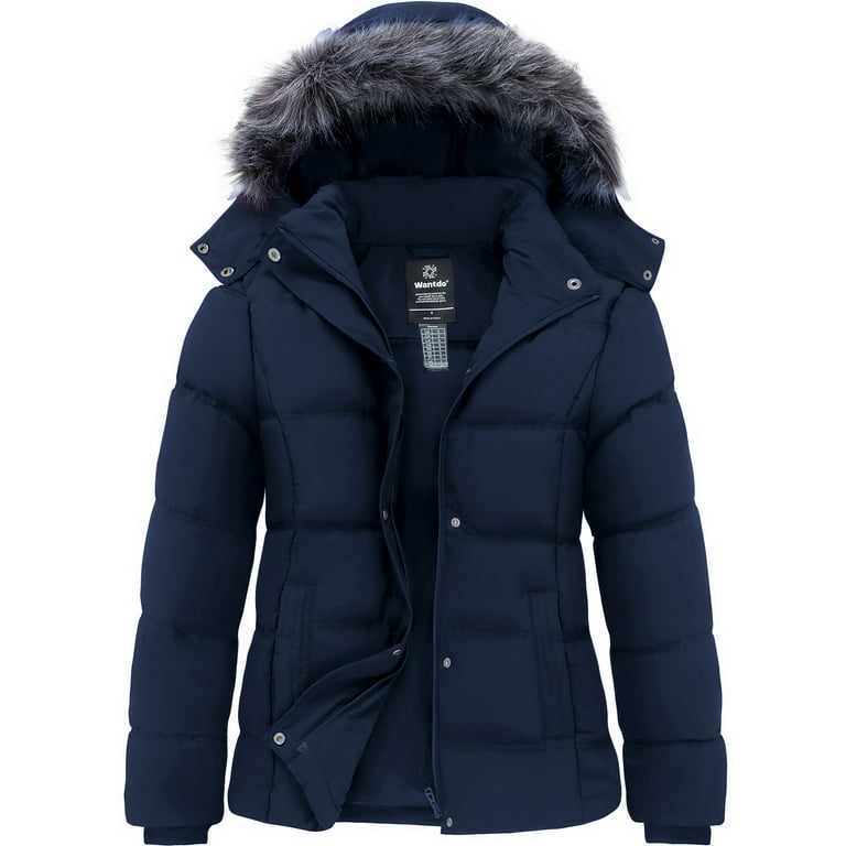 Navy blue padded coat womens hotsell