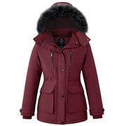 WANTDO Women's Recycled Winter Coat Long Quilted Winter Jacket Thickened Puffer Parka with Removable Hood Black L