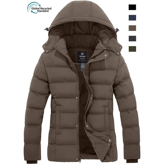Wantdo Women's Winter Jacket Warm Winter Coat Quilted Snow Coat with Hood Brown M