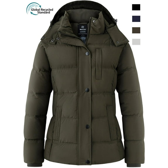 Wantdo Women's Winter Jacket Warm Winter Puffer Jacket Windproof Bubble Coat Army Green M
