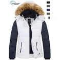 thumbnail image 1 of Wantdo Women's Winter Jacket Waterproof Winter Coat Windproof Puffer Jacket White & Navy L, 1 of 11