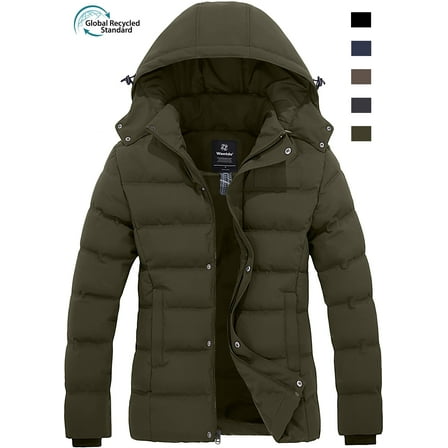 Wantdo Women's Winter Jacket Windproof Puffer Jacket Warm Winter Fleece Coat Army Green M