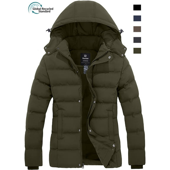 Wantdo Women's Winter Jacket Windproof Puffer Jacket Warm Winter Fleece Coat Army Green M